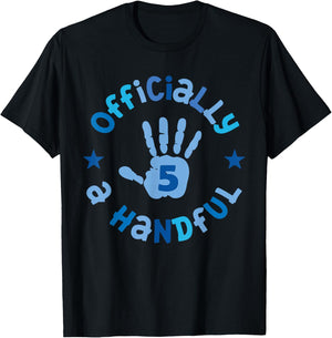 Kids I'm Officially a Handful 5th Birthday Party Funny Boy T-Shirt - T-Shirt | Black