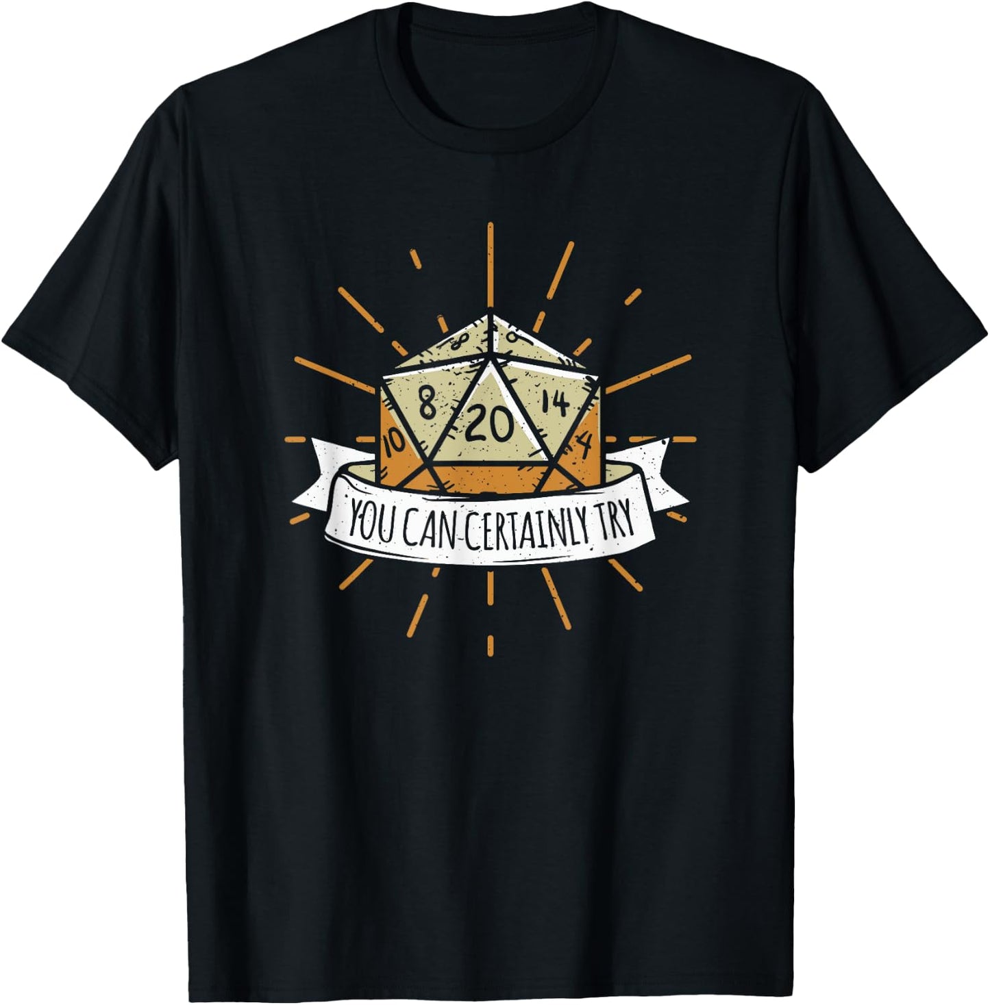 Nerd Tischspiel Dungeon You Can Certainly Try Dragon Dice Wizard Gamer Adult Women's Black Modern Classic Crew Collar Short Sleeve T-Shirt - T-Shirt | Black