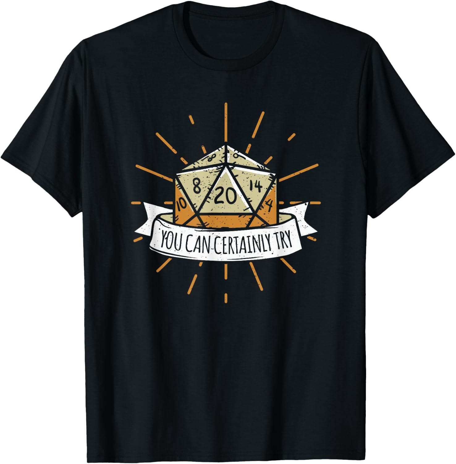 Nerd Tischspiel Dungeon You Can Certainly Try Dragon Dice Wizard Gamer Adult Women's Black Modern Classic Crew Collar Short Sleeve T-Shirt - T-Shirt | Black