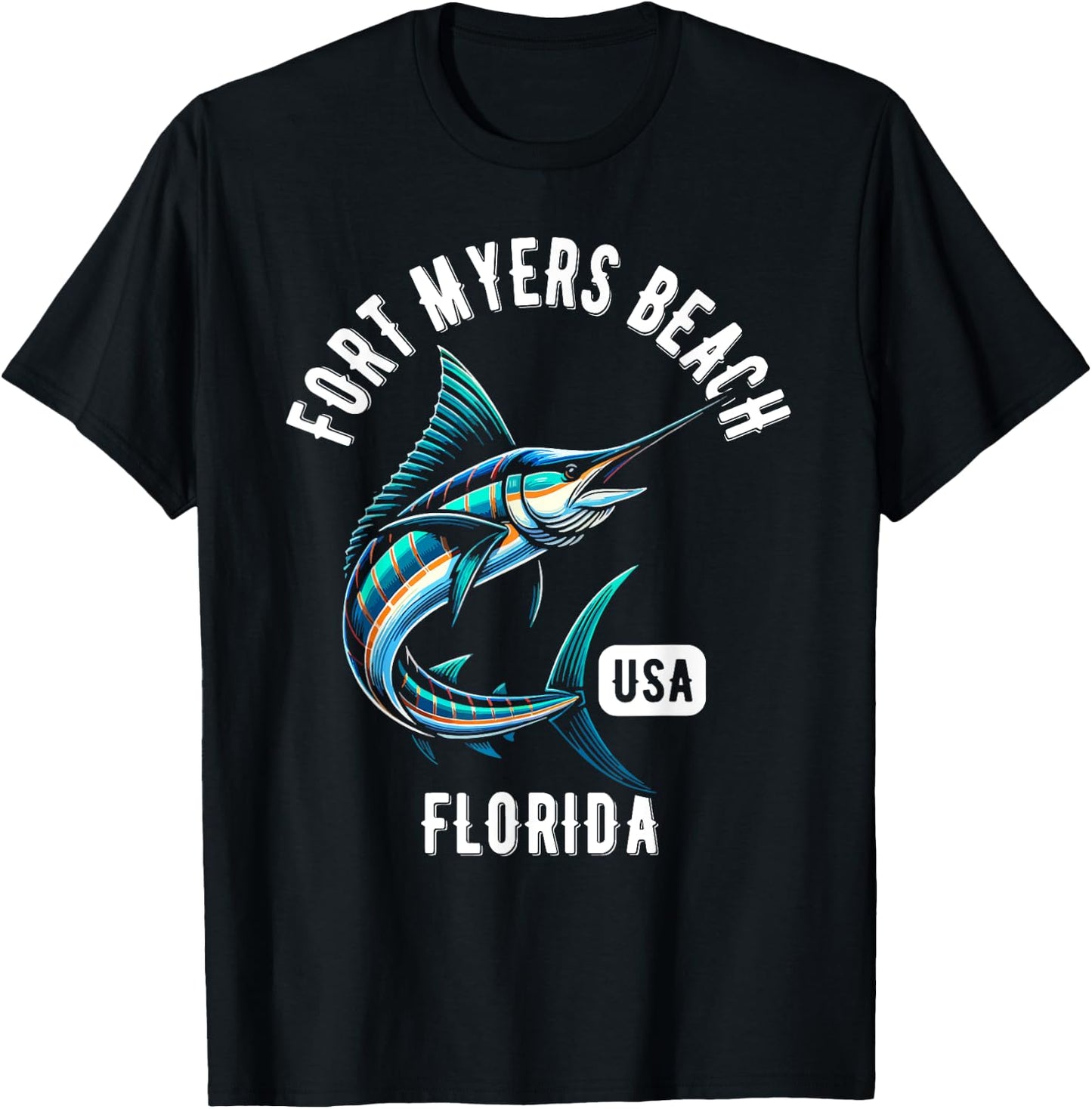 Fort Myers Beach Florida USA Fishing Design T-Shirt - T-Shirt | Black