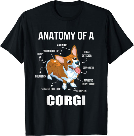 Anatomy of a Corgi Funny Dog Shirt T-Shirt - T-Shirt | Black