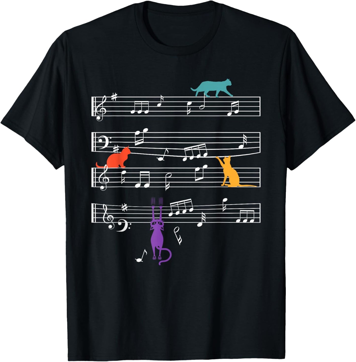 Cats Fan Music Sheet Music Notes T-Shirt - T-Shirt | Black