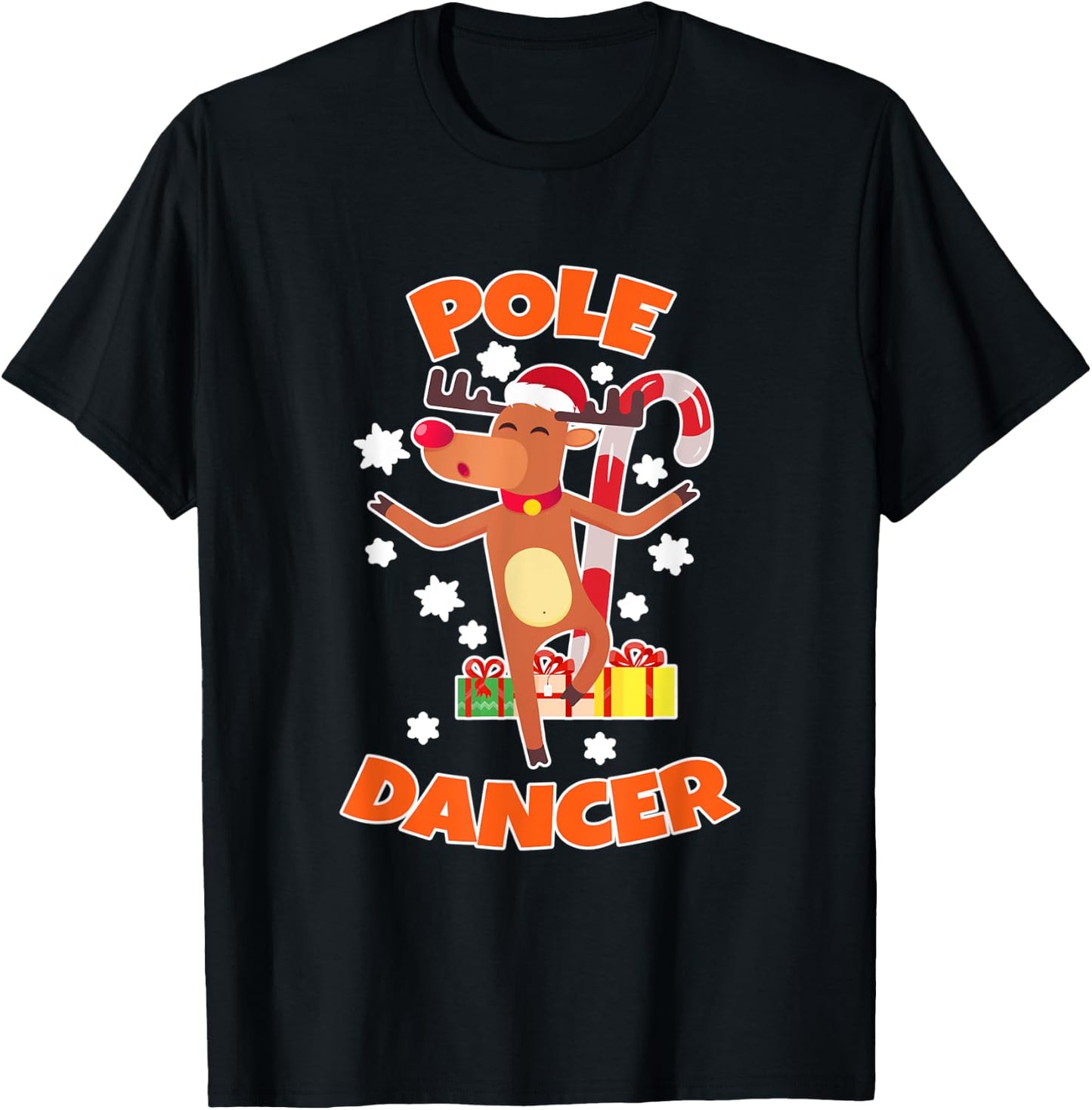 Reindeer I Pole Dancer I Dancing Dancer Funny Christmas T-Shirt - T-Shirt | Black