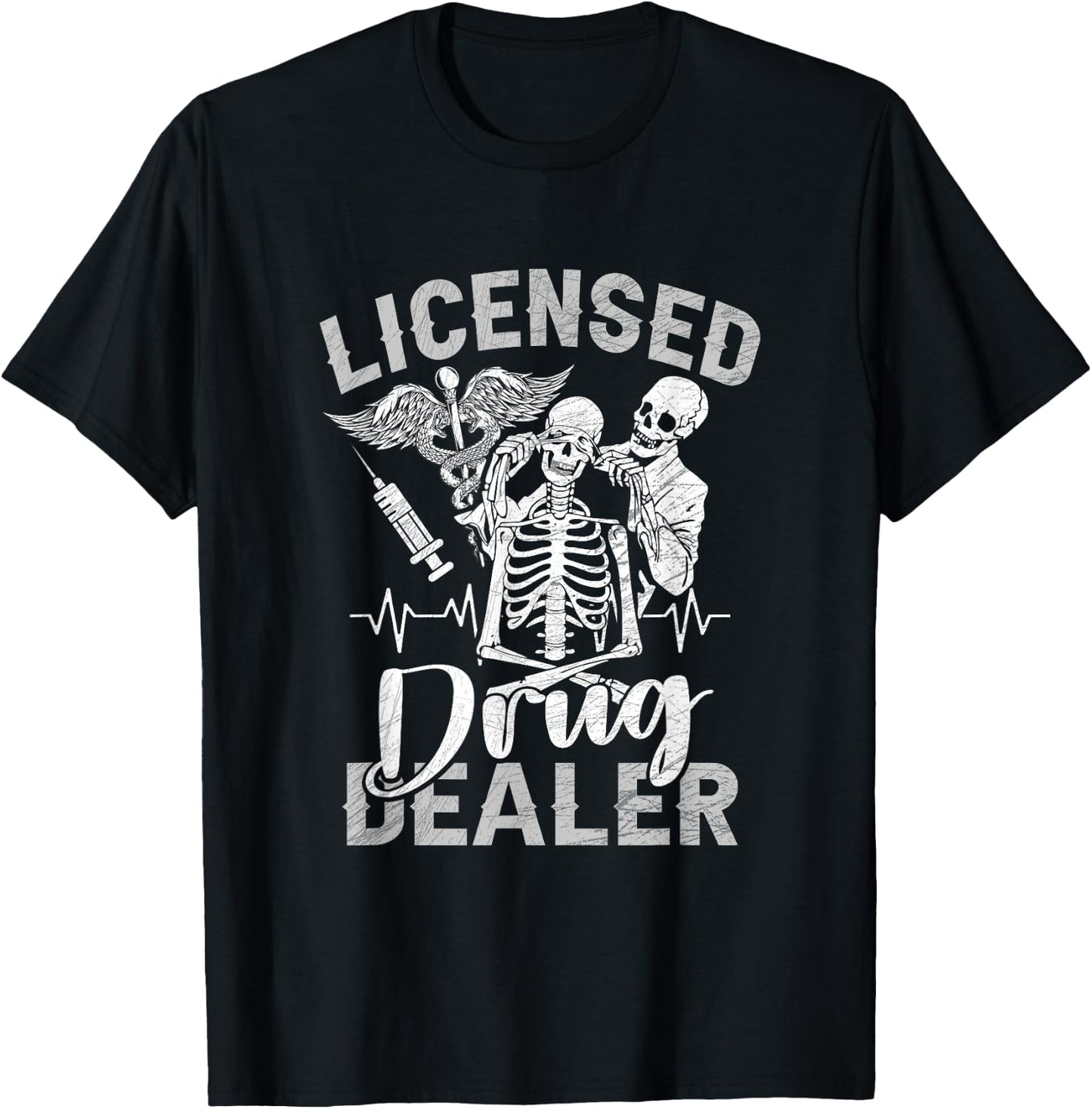 Skeleton Licensed Drug Dealer Trafficker Design Pharmacist T-Shirt - T-Shirt | Black