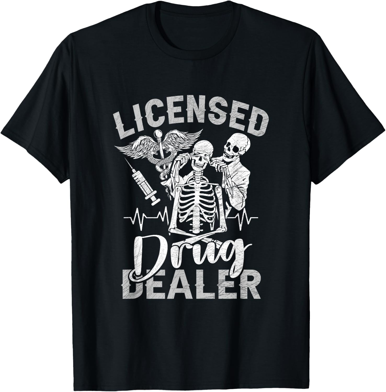 Skeleton Licensed Drug Dealer Trafficker Design Pharmacist T-Shirt - T-Shirt | Black