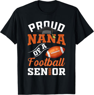 Proud Nana of a football Senior class of 2025 graduation T-Shirt - T-Shirt | Black