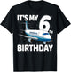 It's My 6th Birthday Airplane 6 year old Birthday Boy Girl T-Shirt - T-Shirt | Black