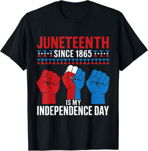 Juneteenth Is My Independence Day June 19 Red White Blue Women Men T-Shirt - T-Shirt | Black