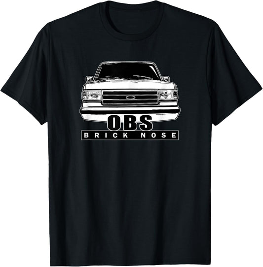 OBS Bricknose 80s 90s Pickup Truck Car Entusiast T-Shirt - T-Shirt | Black