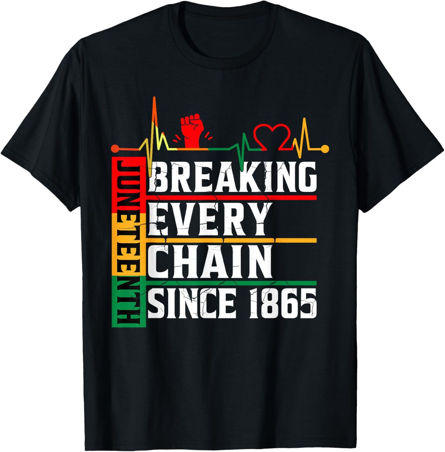 Juneteenth Breaking Every Chain Since 1865 Freedom Women Men T-Shirt - T-Shirt | Black