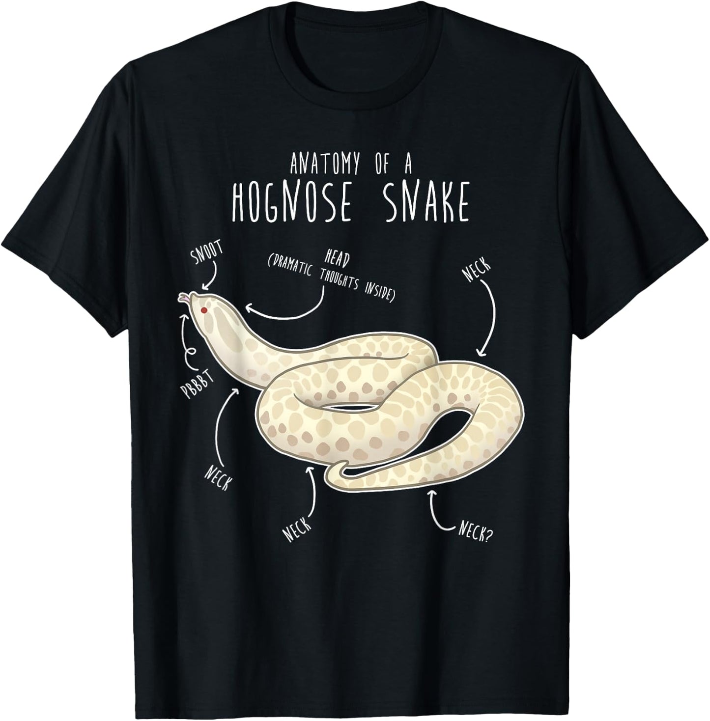 Snow Hognose Snake Anatomy, Funny Cute Pet Mom Reptile Lover T-Shirt - T-Shirt | Black