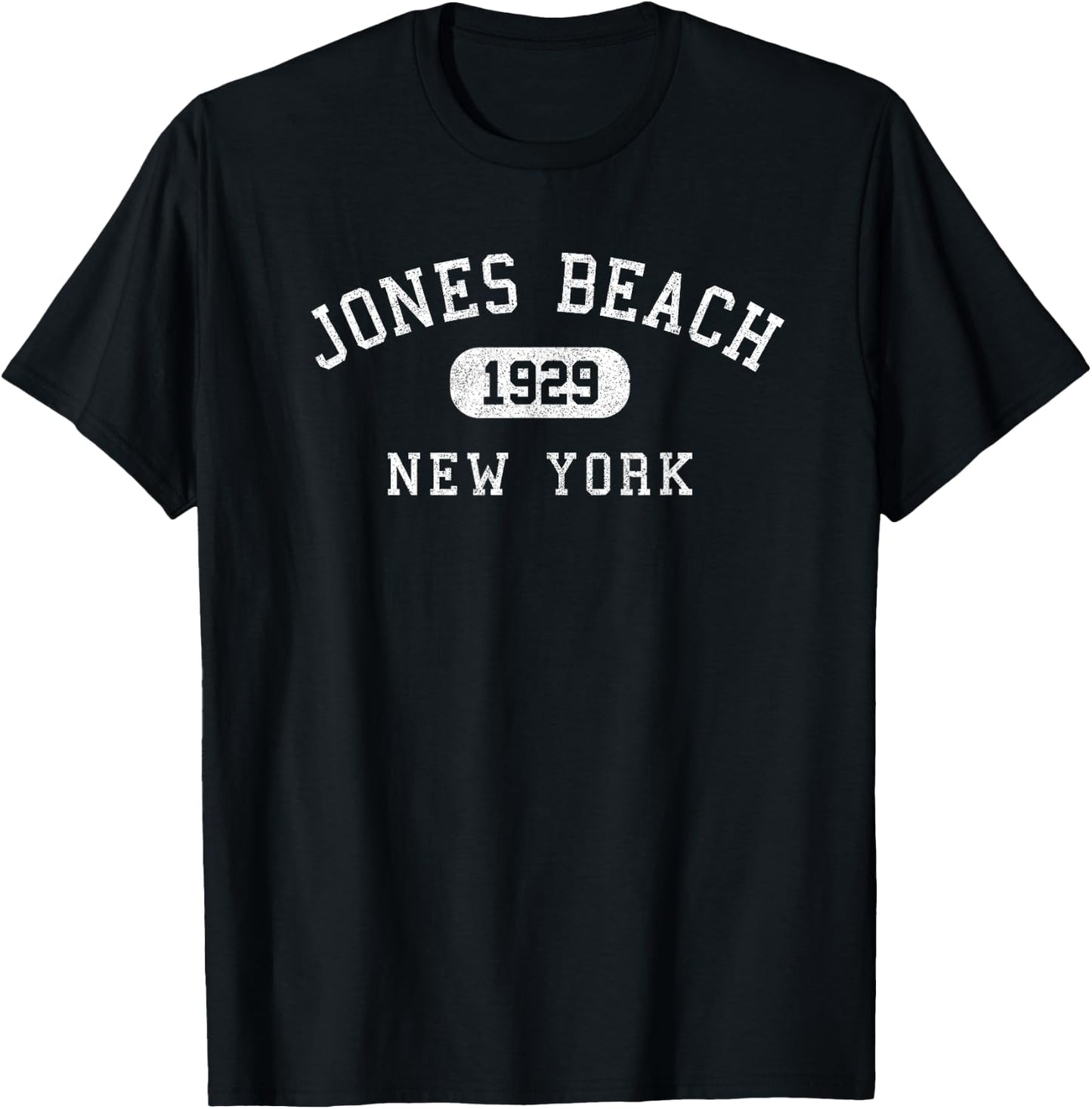 Jones Beach New York 1929 Varsity Arched Text T-Shirt - T-Shirt | Black