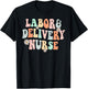 Cute Labor and Delivery Nurse Groovy L And D Nurse Flowers T-Shirt - T-Shirt | Black