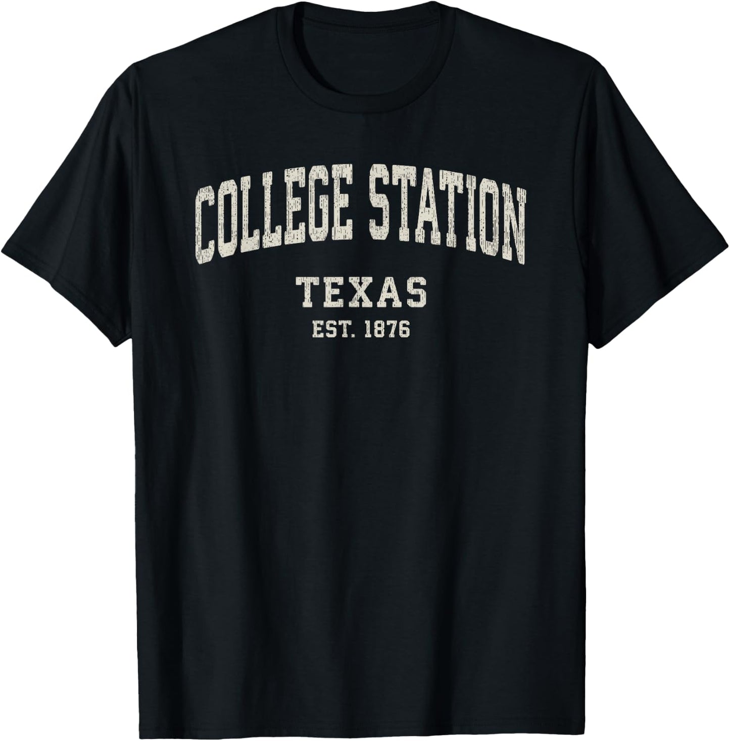 College Station Texas TX Vintage Athletic Sports T-Shirt - T-Shirt | Black