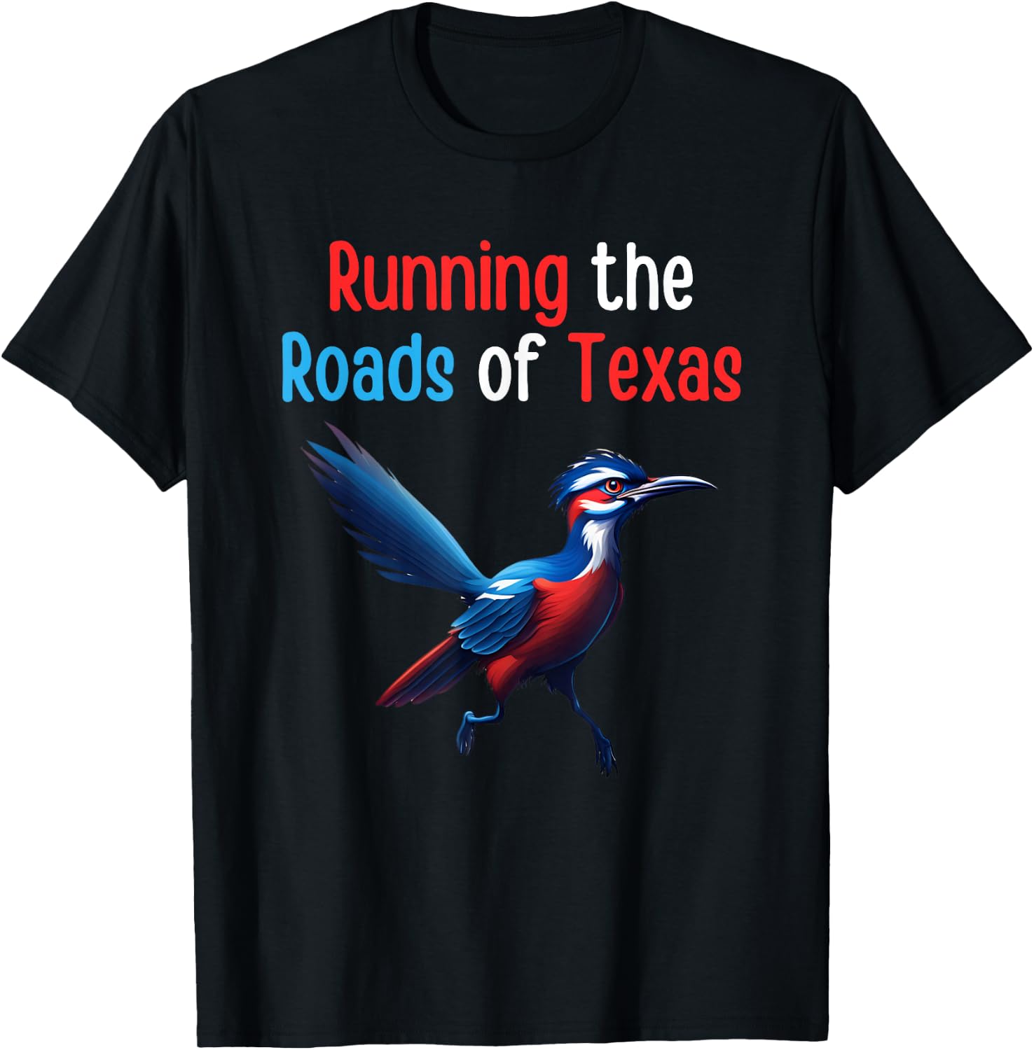 Texas Running The Roads Red White Blue Roadrunner T-Shirt - T-Shirt | Black