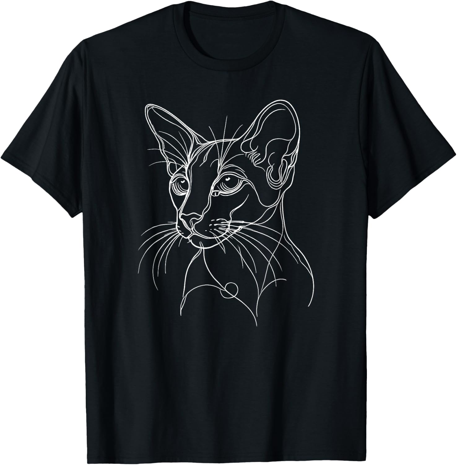 Line Art Oriental Shorthair Cat T-Shirt - T-Shirt | Black
