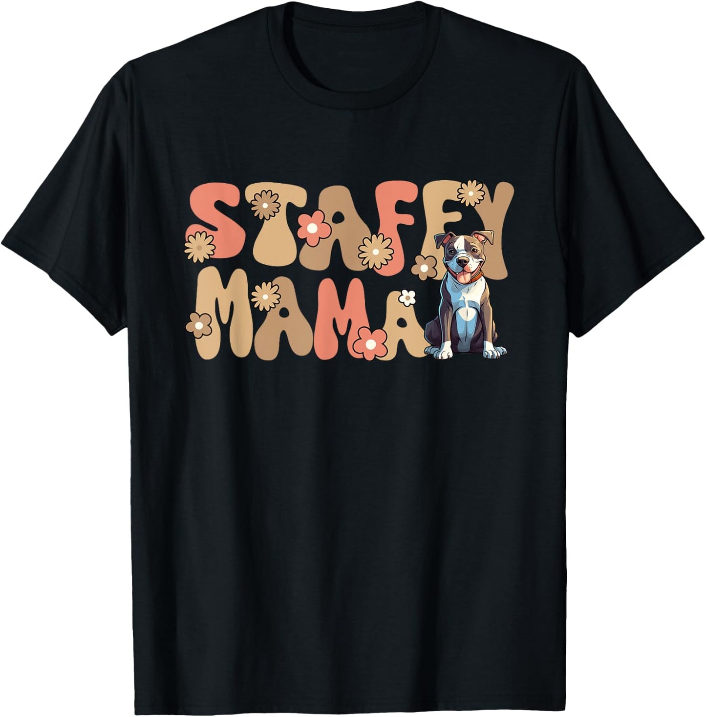 American Staffordshire Terrier World's Best Staffy Mama T-Shirt - T-Shirt | Black