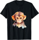 Baby Monkey Watercolor Portrait Chimp Ape Graphic T-Shirt - T-Shirt | Black