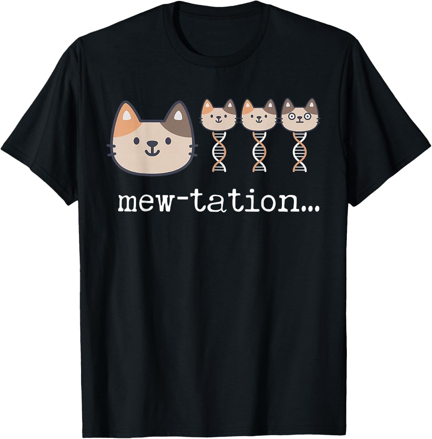Mew-tation Funny Cat Science DNA Cells Biology Teacher T-Shirt - T-Shirt | Black