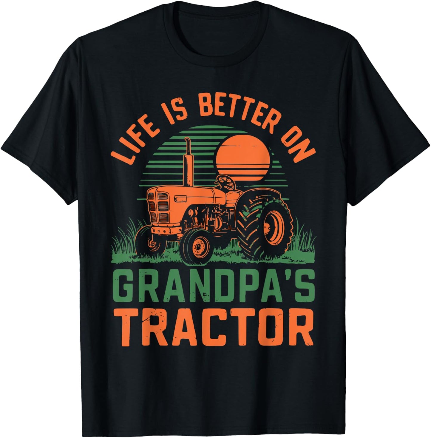 Young Farmer Tractor Boy Life Is Better On Grandpa's Tractor T-Shirt - T-Shirt | Black