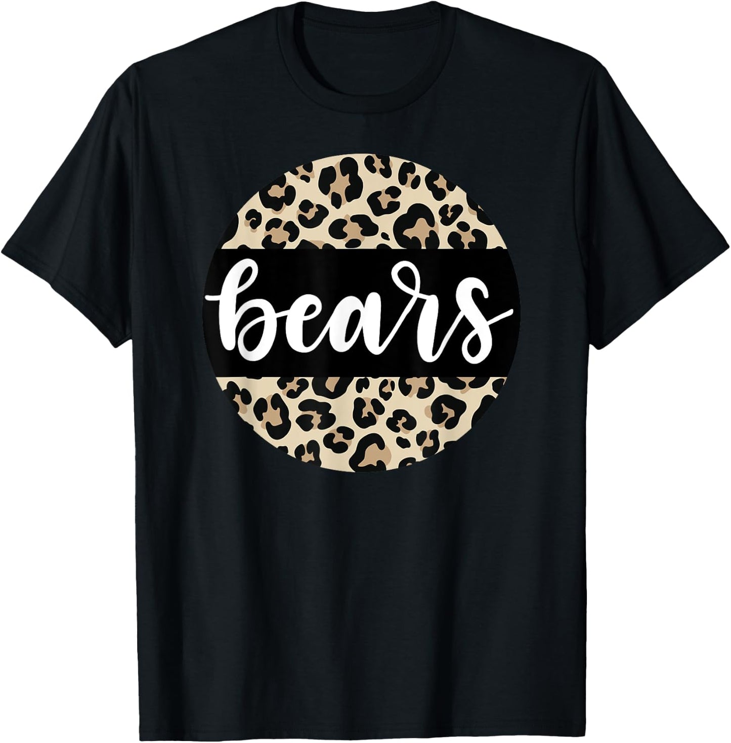 Leopard Print Bears Team Mascot School Spirit Game Night T-Shirt - T-Shirt | Black