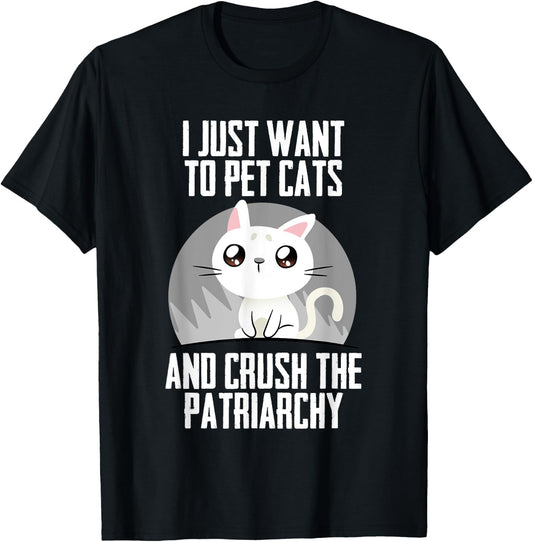 Feminist Patriarchy Cat Parent For Feminism Empowered Female T-Shirt - T-Shirt | Black