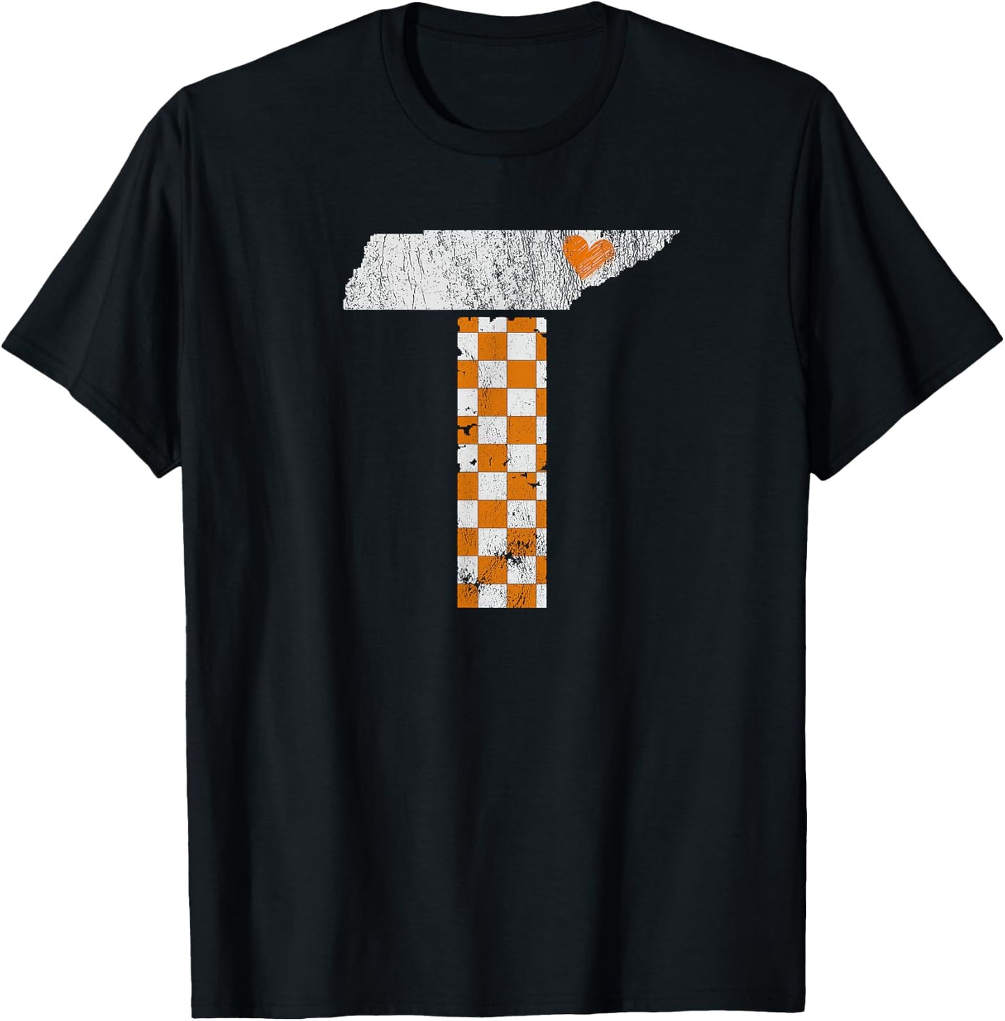 Tennessee Flag Vintage Football Fan Orange And White Gift T-Shirt - T-Shirt | Black