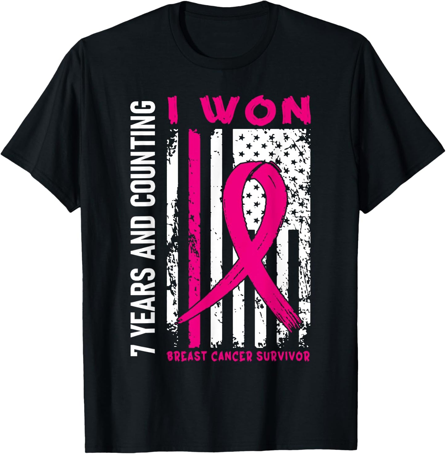 I Won Breast Cancer Survivor 7 Year Anniversary Counting T-Shirt - T-Shirt | Black