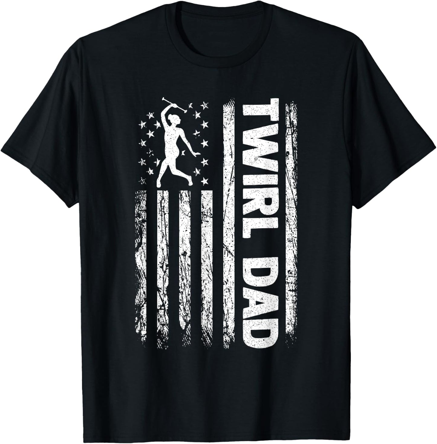 Baton Twirler Dad Majorette Twirling Girl Dance Baton T-Shirt - T-Shirt | Black