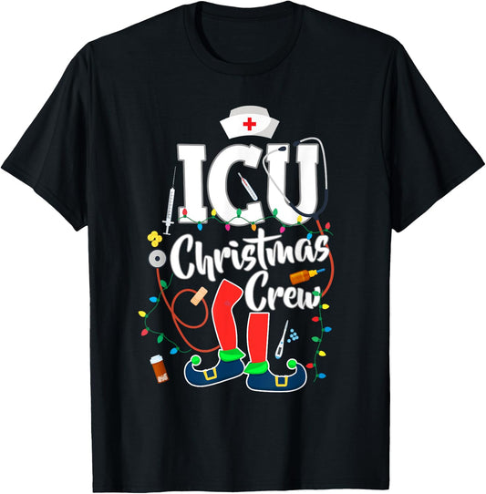 ICU Christmas Crew ICU Nurse T-Shirt - T-Shirt | Black