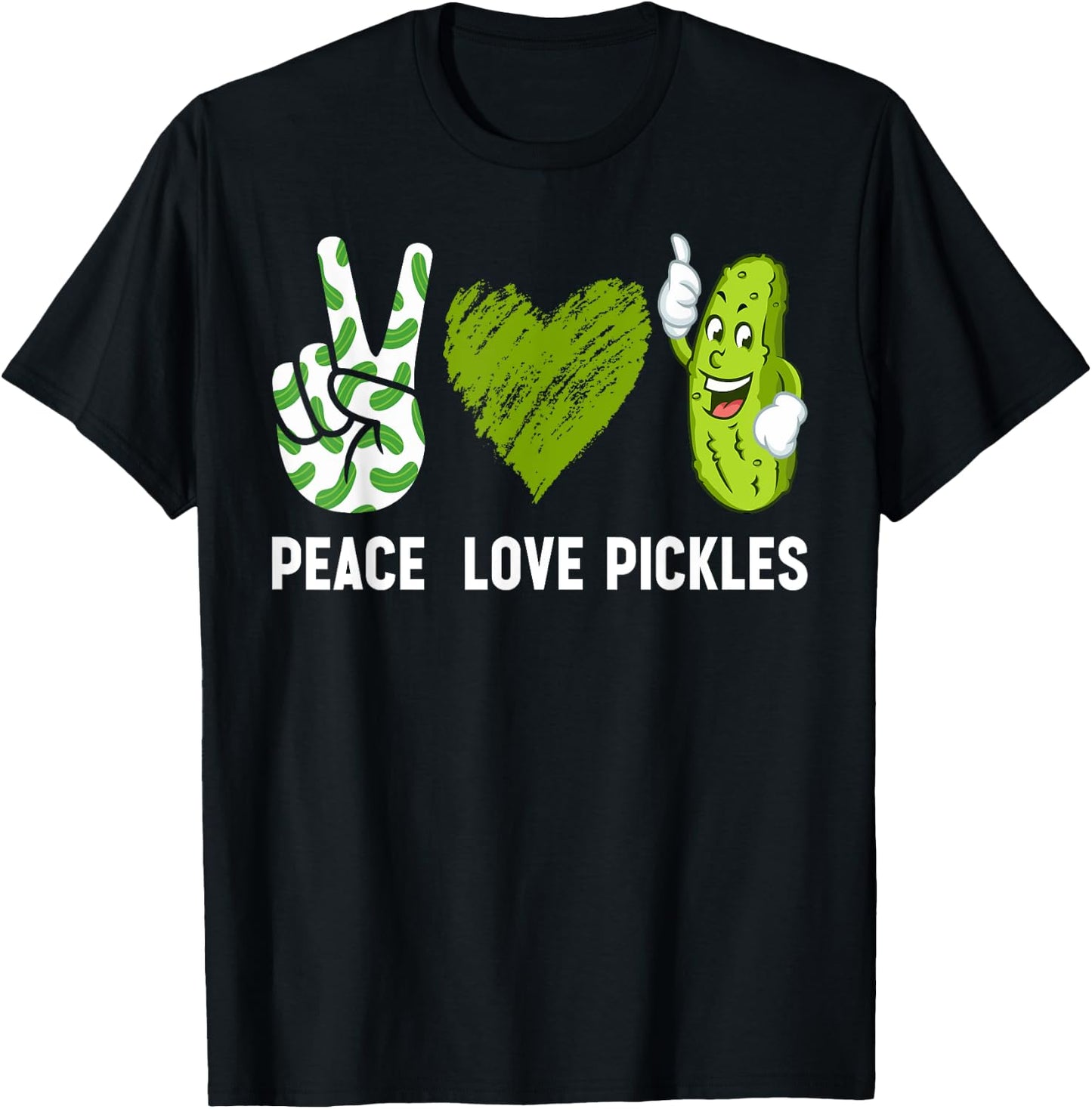 Peace, Love Pickles Retro Pickles Lover Food Lover T-Shirt - T-Shirt | Black