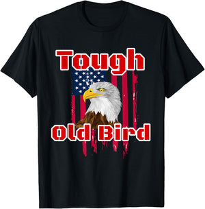 Tough Old Bird Bald Eagle American Flag Design T-Shirt - T-Shirt | Black