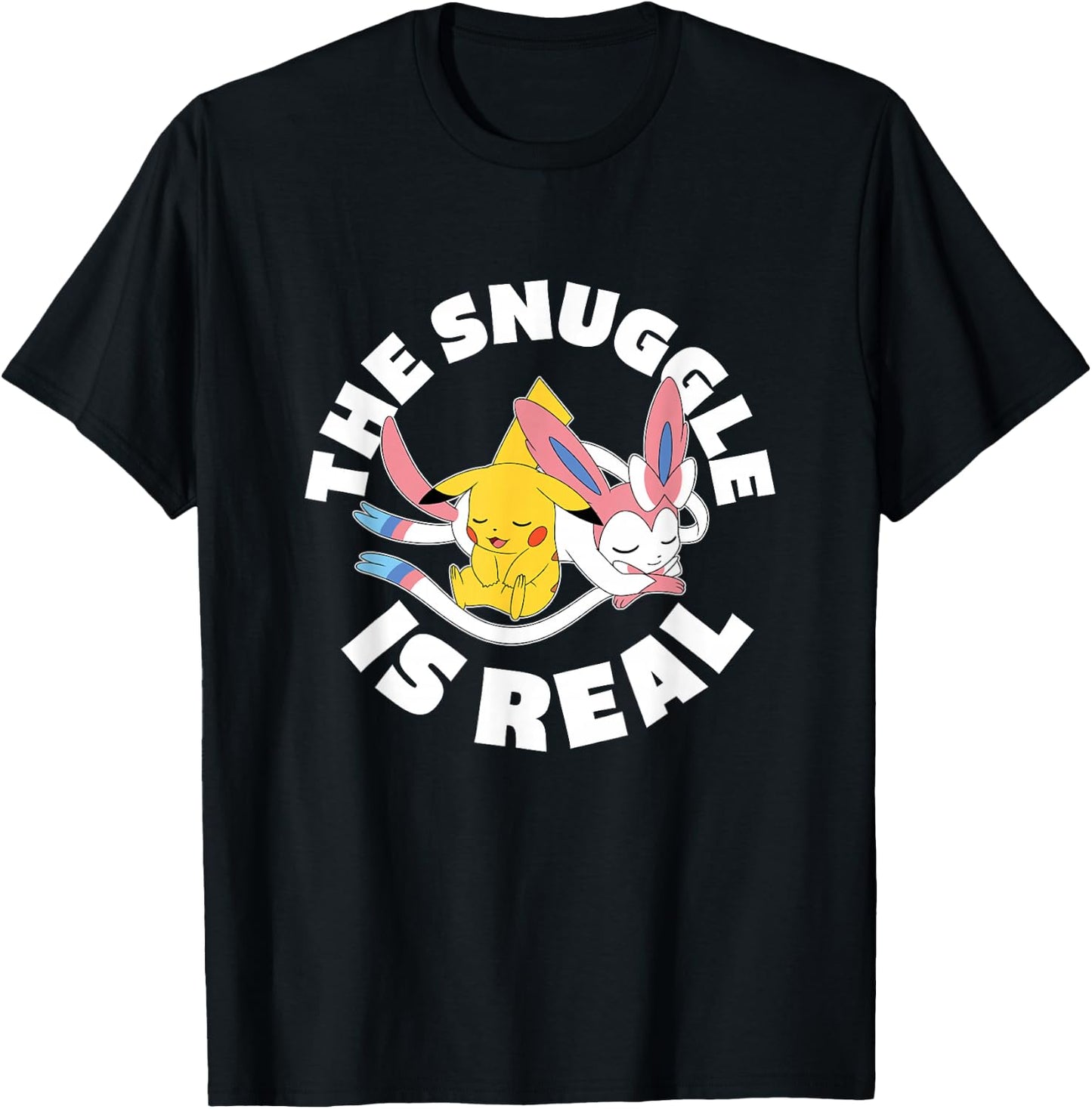 Pokémon - The Snuggle Is Real Pikachu And Sylveon T-Shirt - T-Shirt | Black