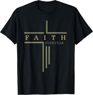 Faith Over Fear Bible Verse Aesthetic Christian T-Shirt - T-Shirt | Black