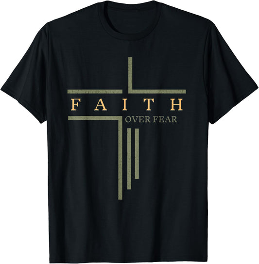 Faith Over Fear Bible Verse Aesthetic Christian T-Shirt - T-Shirt | Black