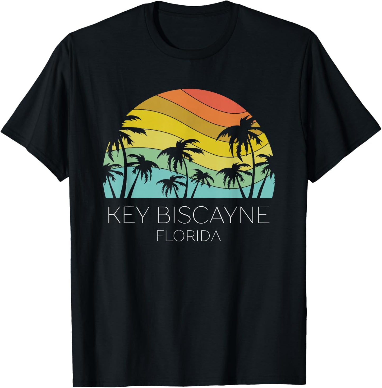 Key Biscayne Florida Beach Retro Souvenir Summer Keys Surf T-Shirt - T-Shirt | Black