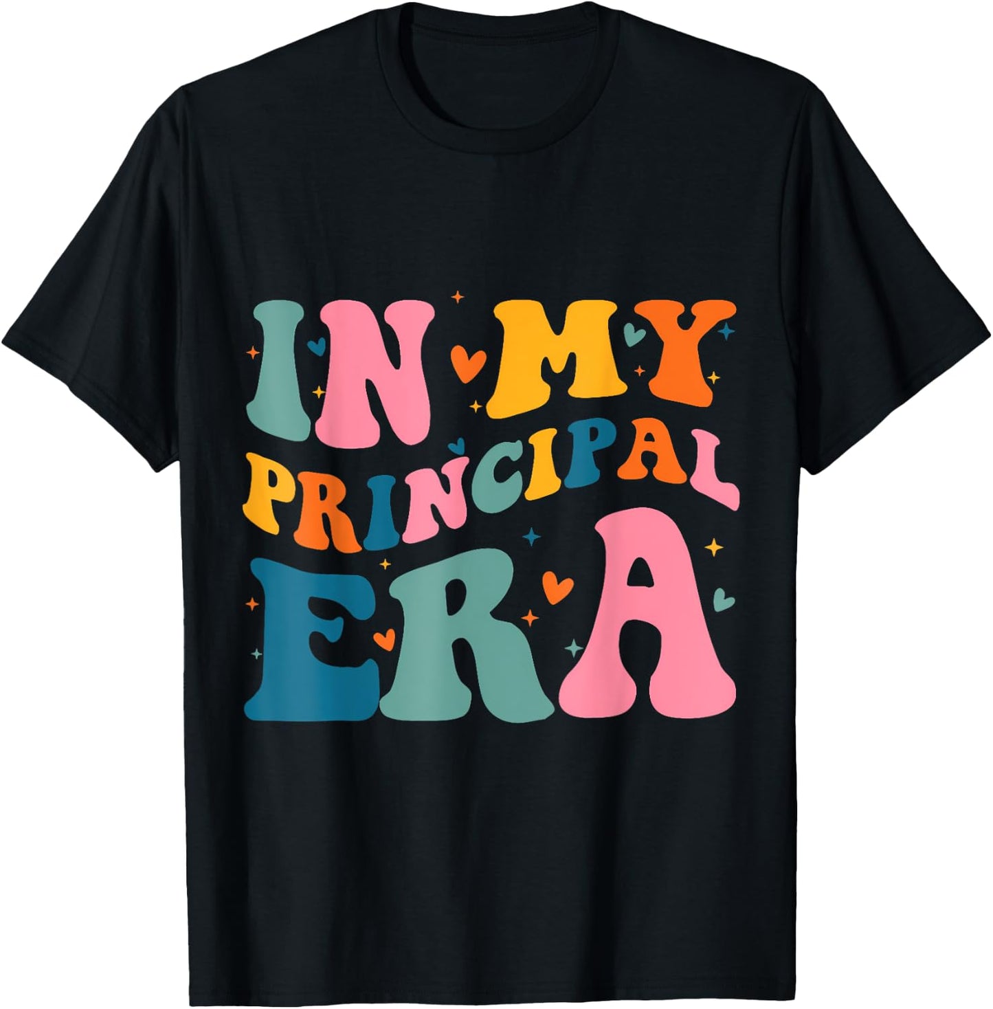 In My Principal Era Groovy School Principal Back To School T-Shirt - T-Shirt | Black