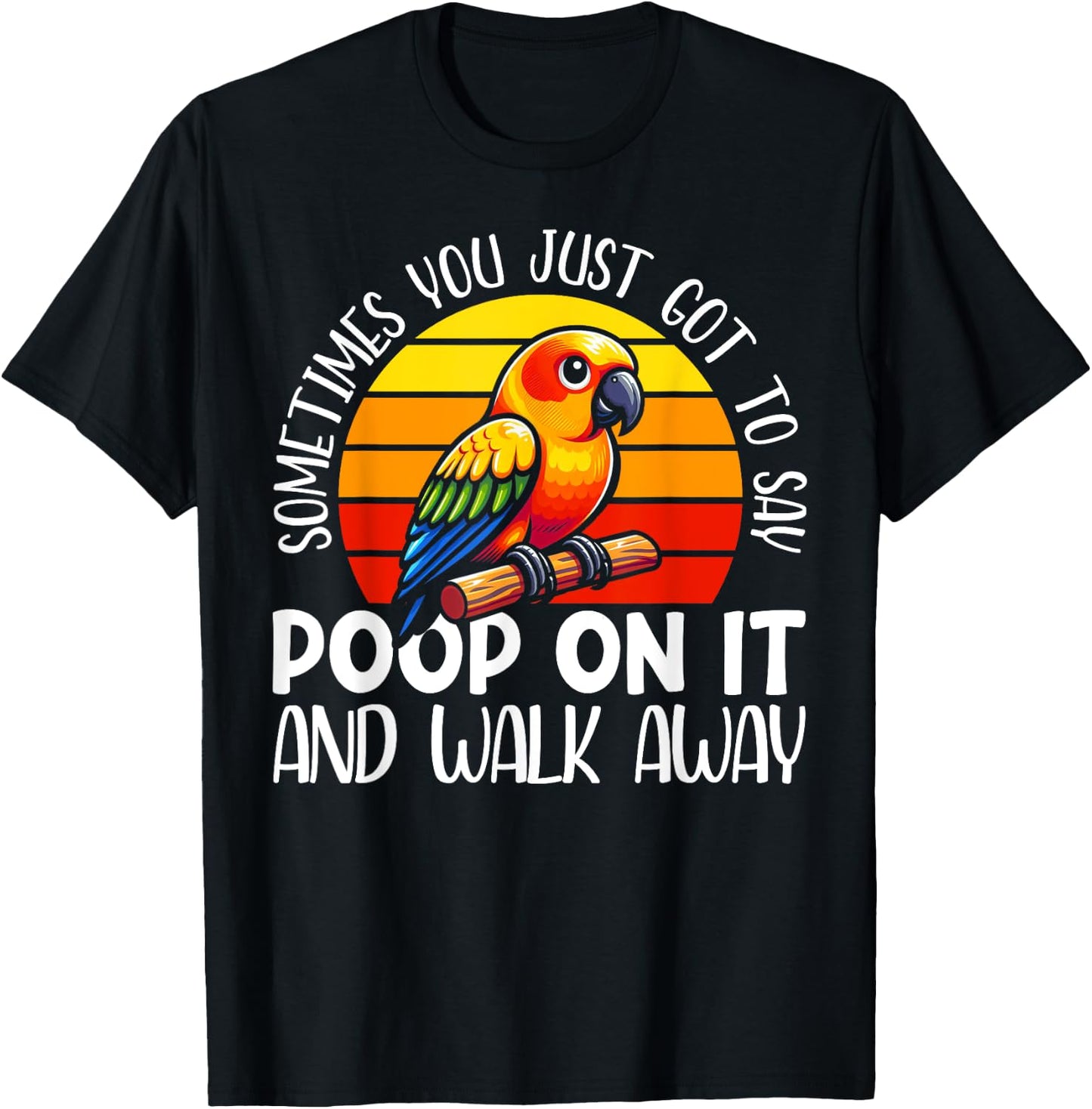 Sun Conure Parakeet - Adults, Kids - Black - Bird Print - Short Sleeve - - Small T-Shirt - T-Shirt | Black