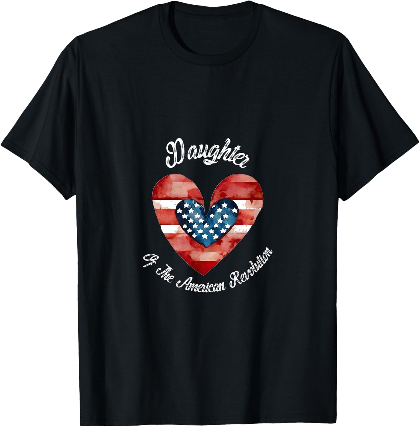 Daughter American Revolution USA heart lineage patriotic T-Shirt - T-Shirt | Black