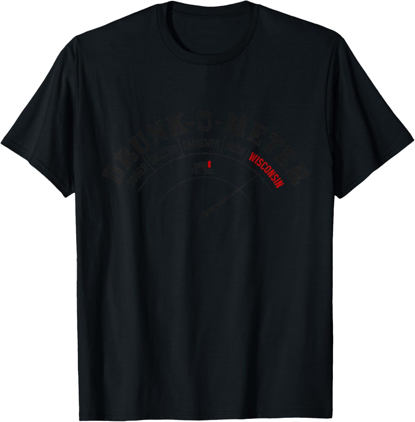 Wisconsin Drunk-O-Meter Funny Drinking Party Pride T-Shirt - T-Shirt | Black