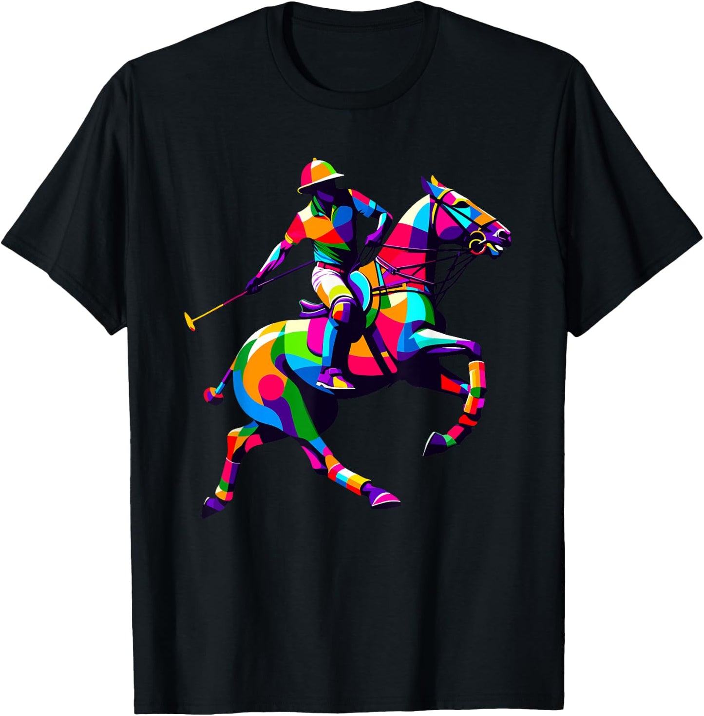 Pop Art Polo Horseback Riding Horses Equestrian Horse T-Shirt - T-Shirt | Black