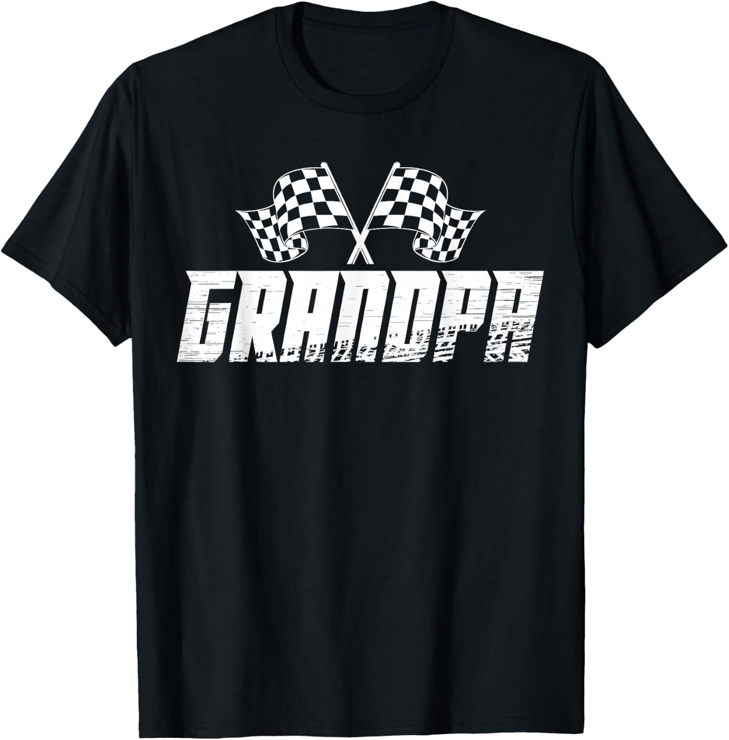 Grandpa Pit Crew Family Racing Birthday Race Car T-Shirt - T-Shirt | Black