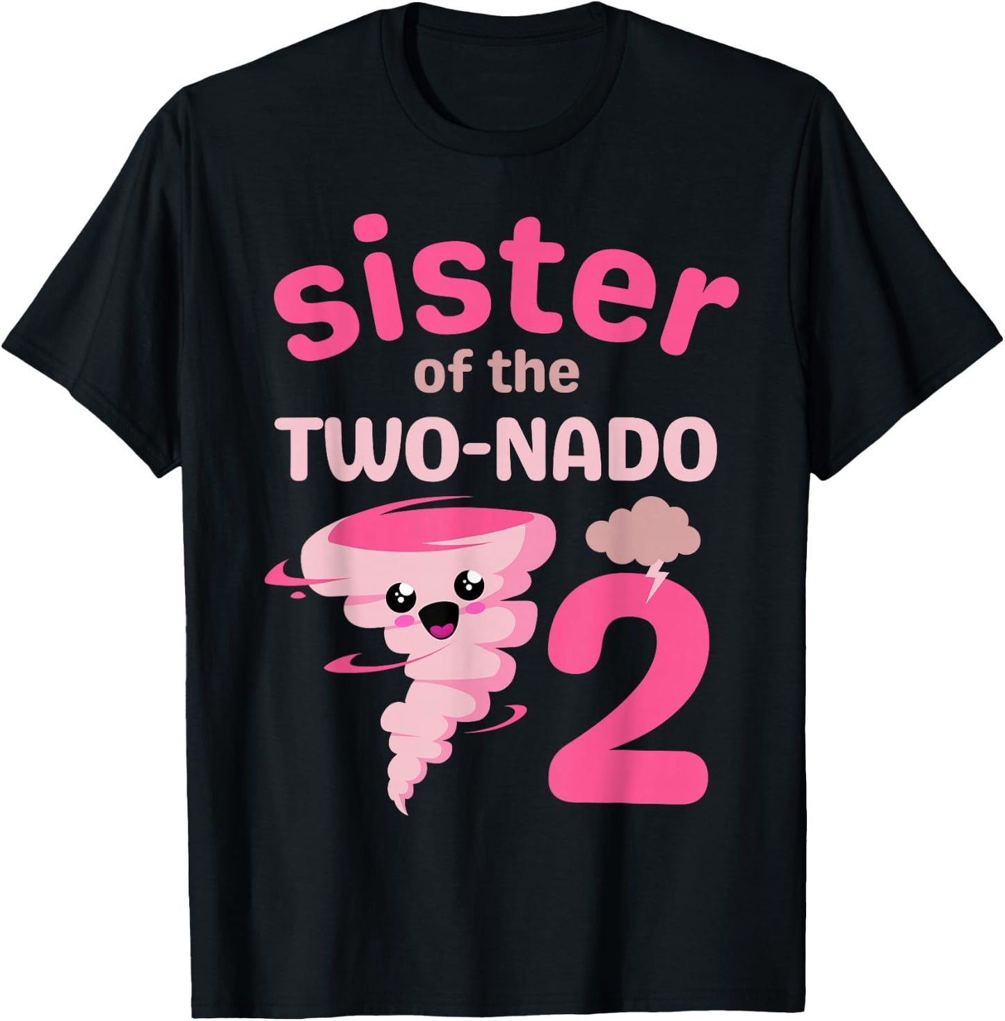 Sister of the Two-nado Tornado Theme 2nd Birthday Party Kids T-Shirt - T-Shirt | Black