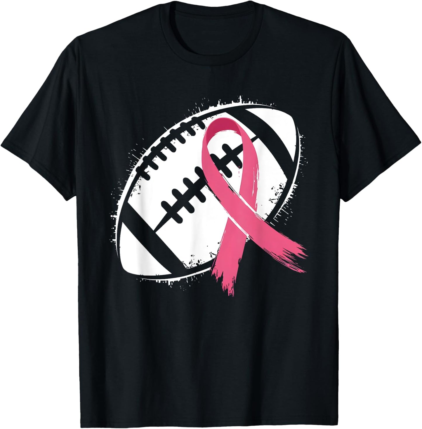 Tackle Cancer Pink Ribbon Football Breast Cancer Awareness T-Shirt - T-Shirt | Black