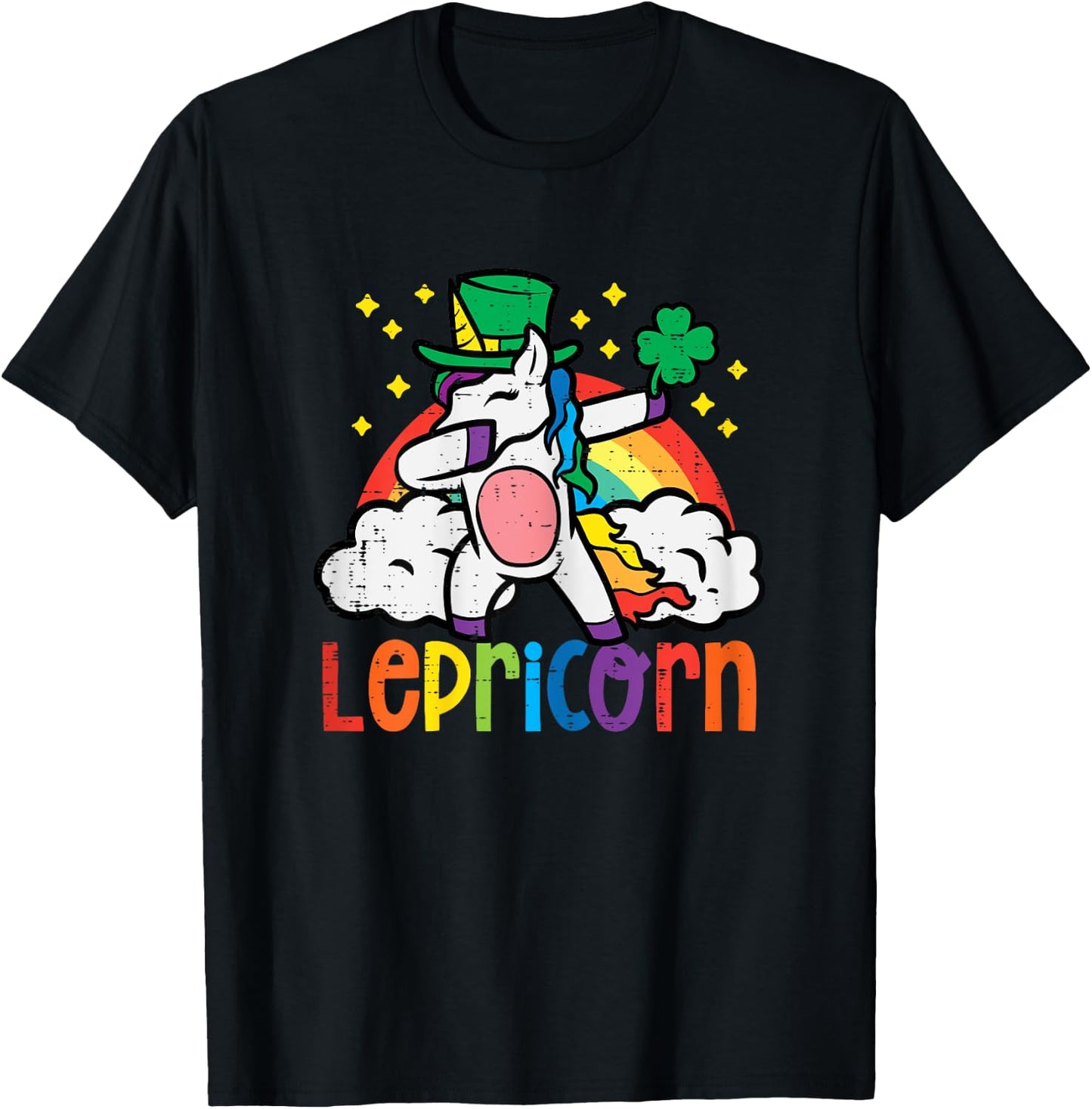 St Patricks Day Unicorn Dab Saint Pattys Lepricorn Girls Kid T-Shirt - T-Shirt | Black