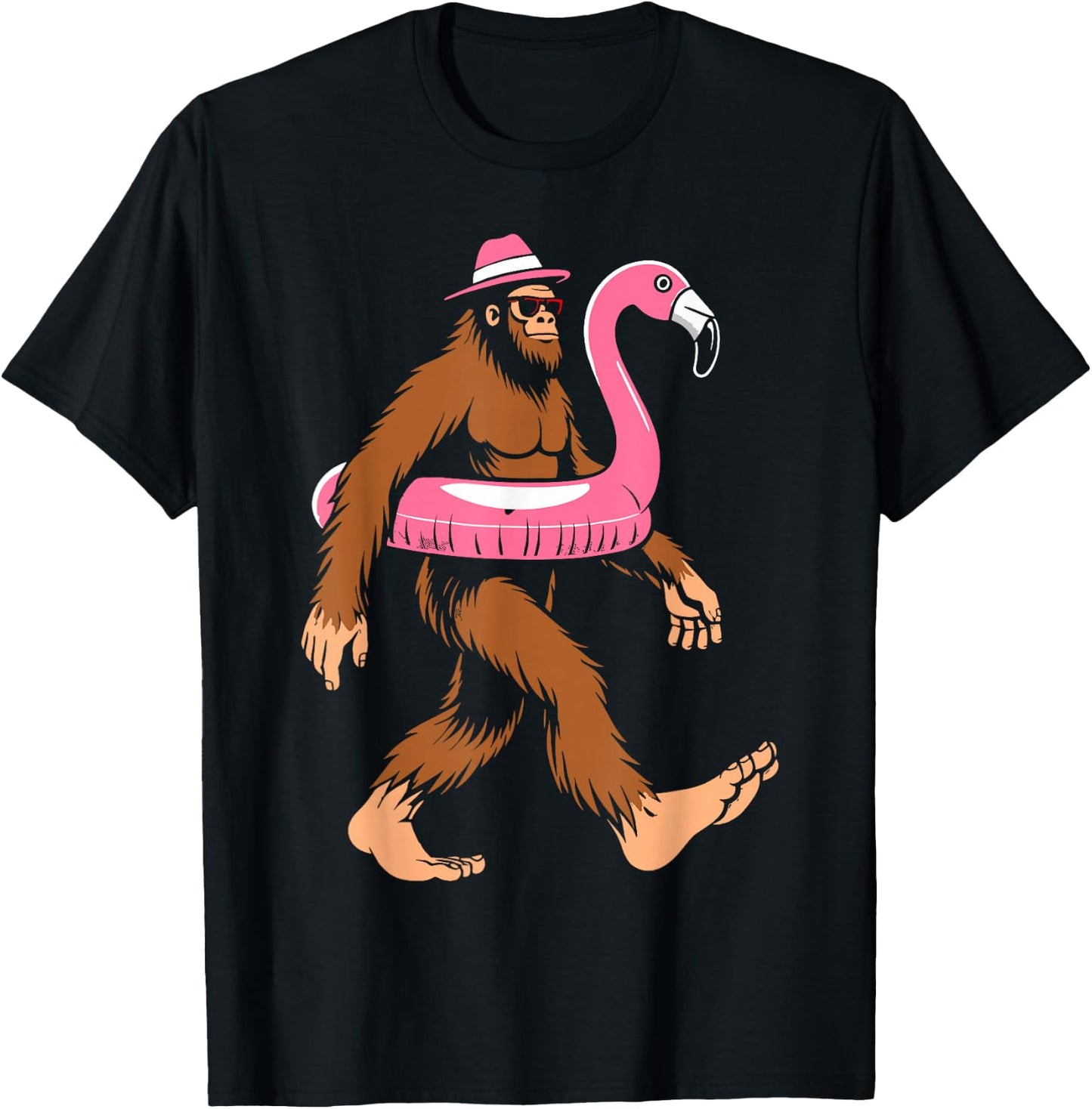 Pool party bigfoot flamingo float sasquatch beach lovers Women Girls Kids T-Shirt - T-Shirt | Black