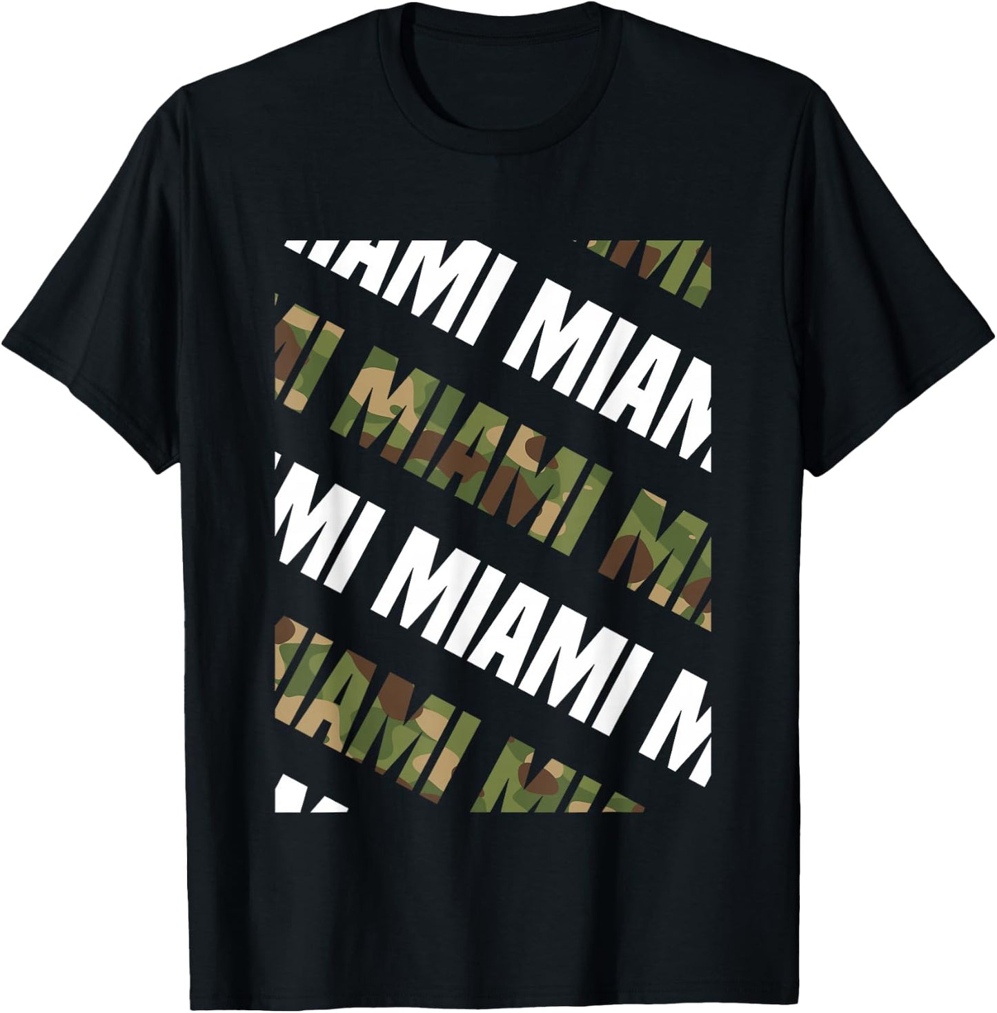 Miami Camo Pattern Green Camouflage T-Shirt - T-Shirt | Black