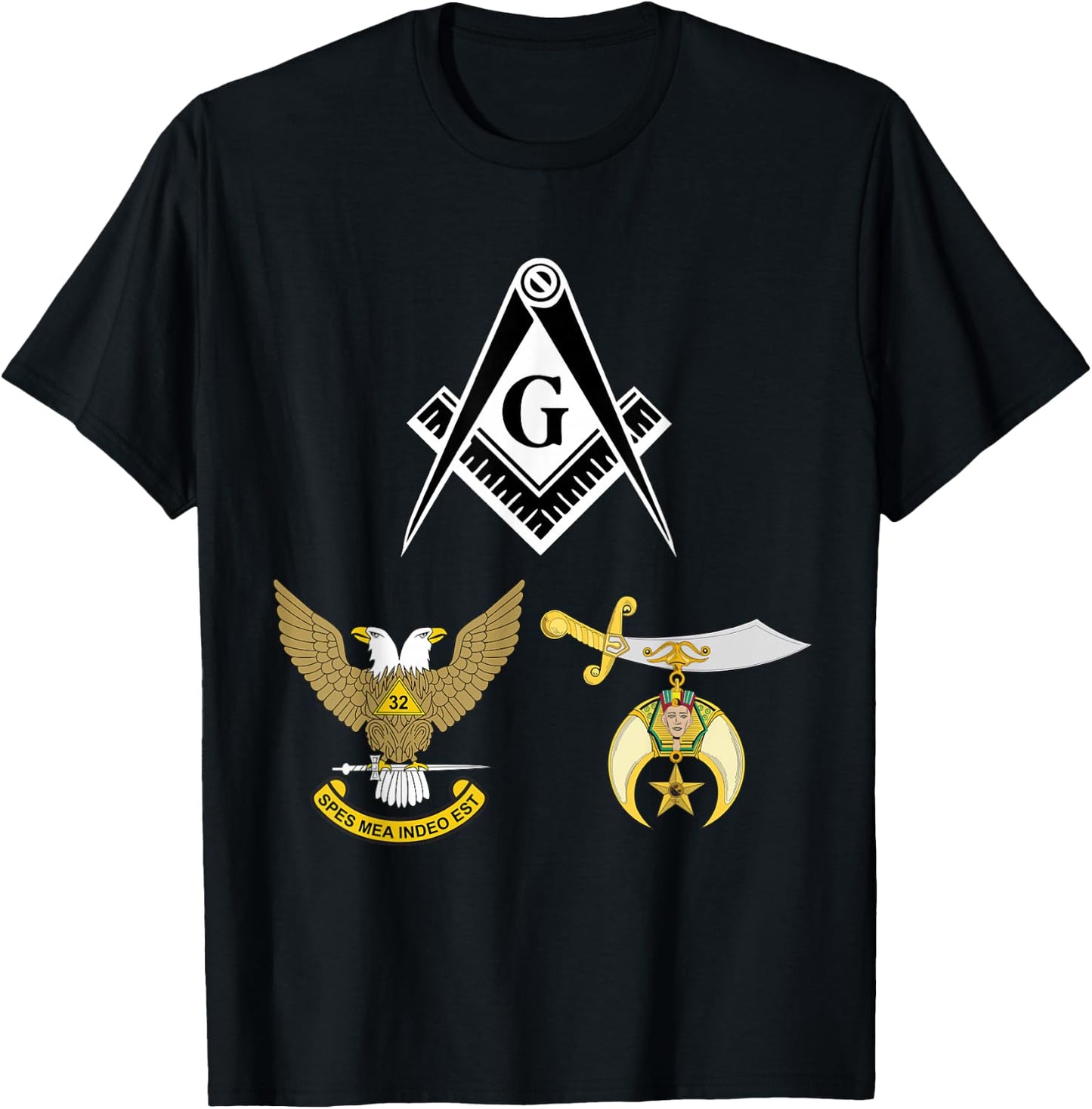 Master Mason 32nd Degree Shrine AASR Noble Masonic WU Black T-Shirt - T-Shirt | Black