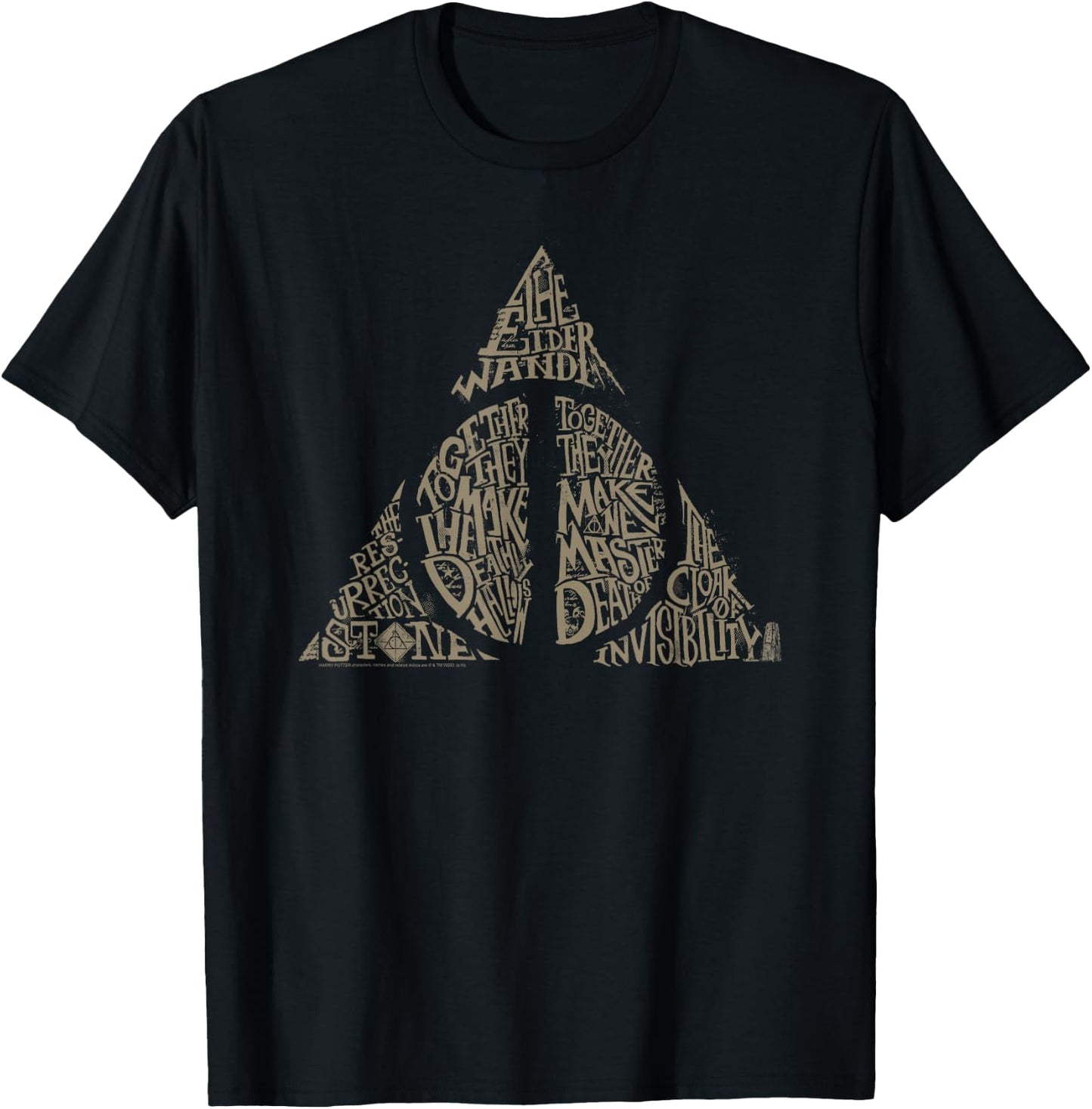Harry Potter Deathly Hallows Typography T-Shirt - T-Shirt | Black