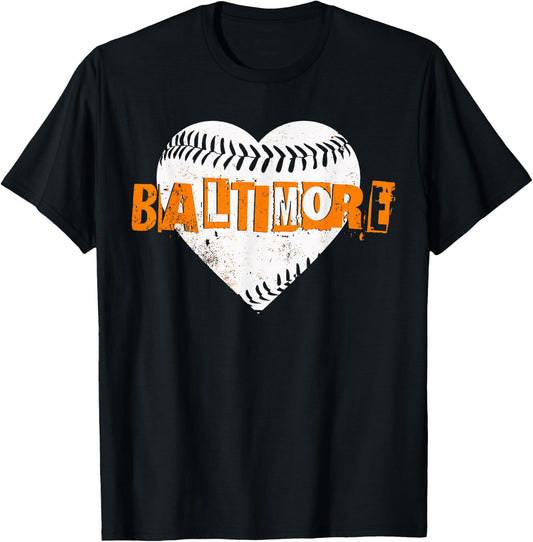 Baltimore Baseball Retro Vintage Design Baseball Lover T-Shirt - T-Shirt | Black